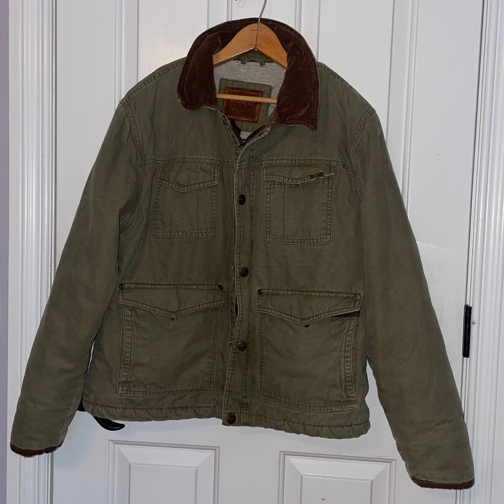 Wrangler Hero Canvas Sherpa Lined Barn Chore Work Jacket Mens – Size M